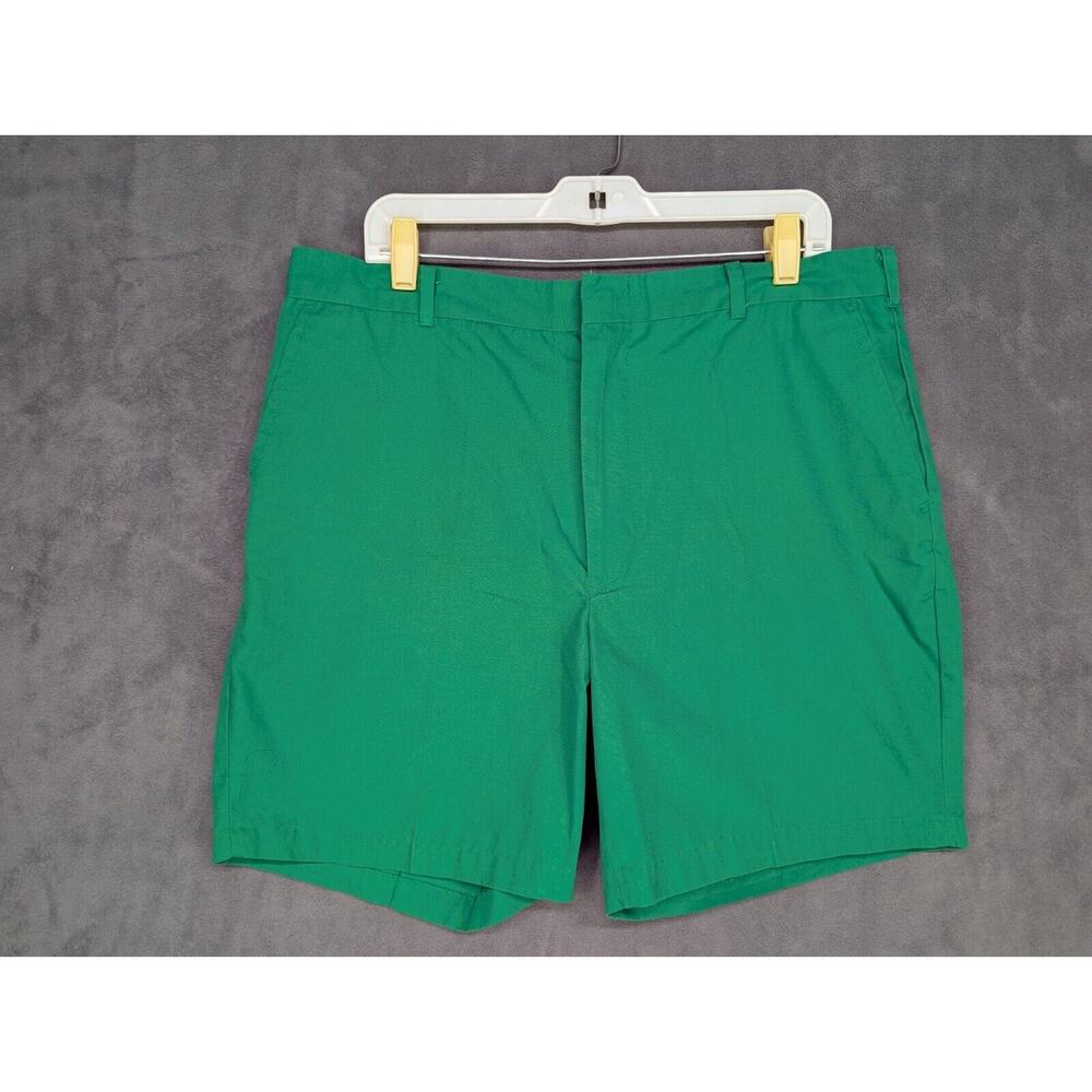 Idle Time Shorts Mens 36 Green Chino Mid Rise Hook Eye Flat Front Slash Pocket